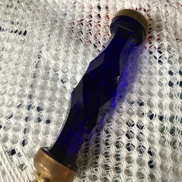 Vintage beautiful cobalt blue glass&brass pulls for cabinets, dressers, whatever solofficialkw.com